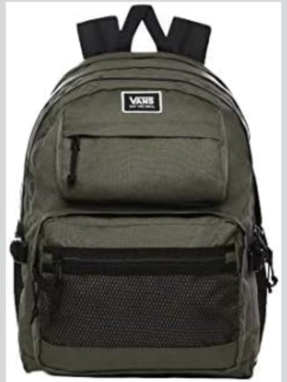 Vans Olive Green Canvas Backpack with Black Accents